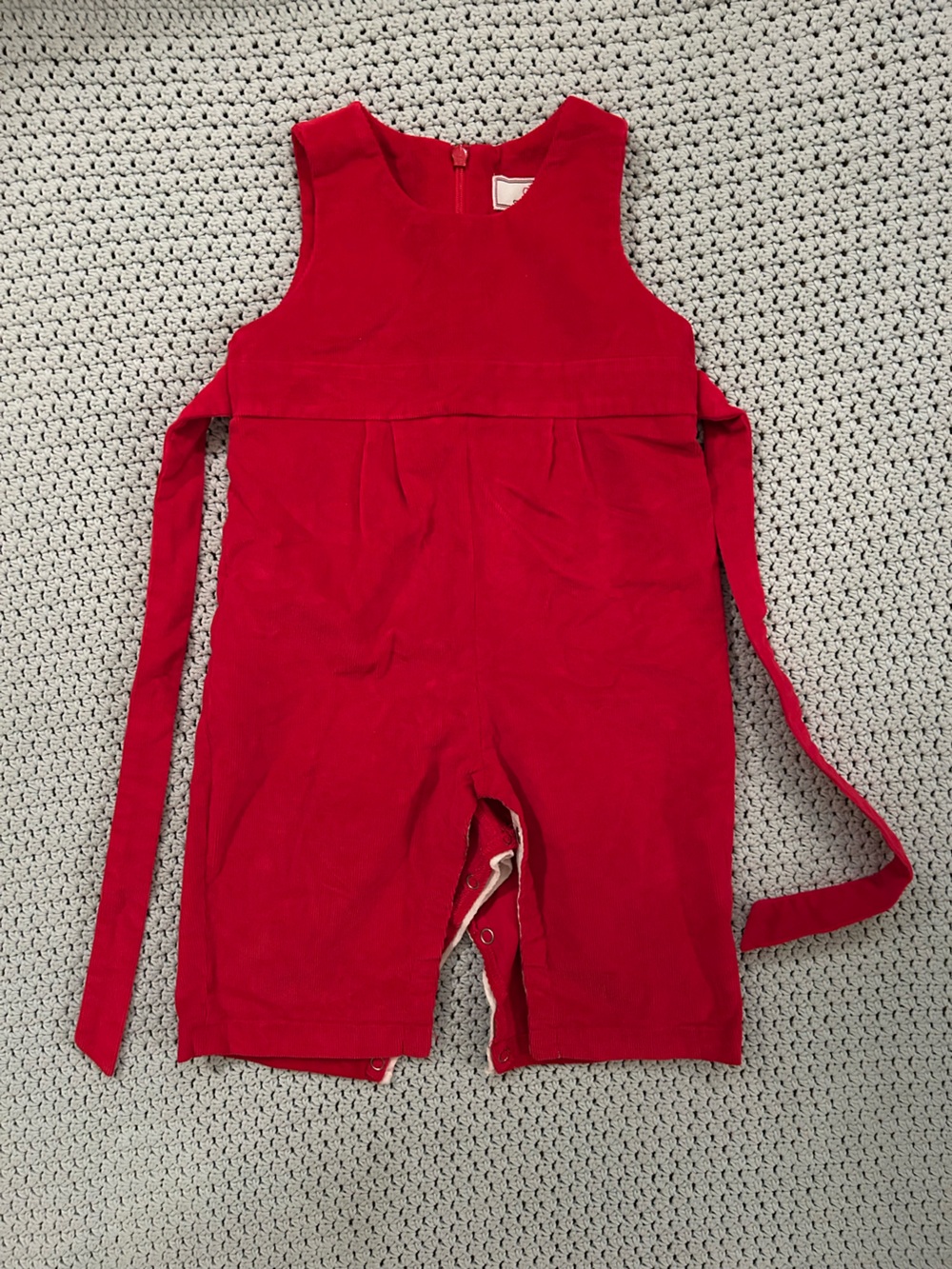 Red Corduroy Jumper with Waist Ties